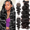Brazilian body wave bundles with natural lace closure