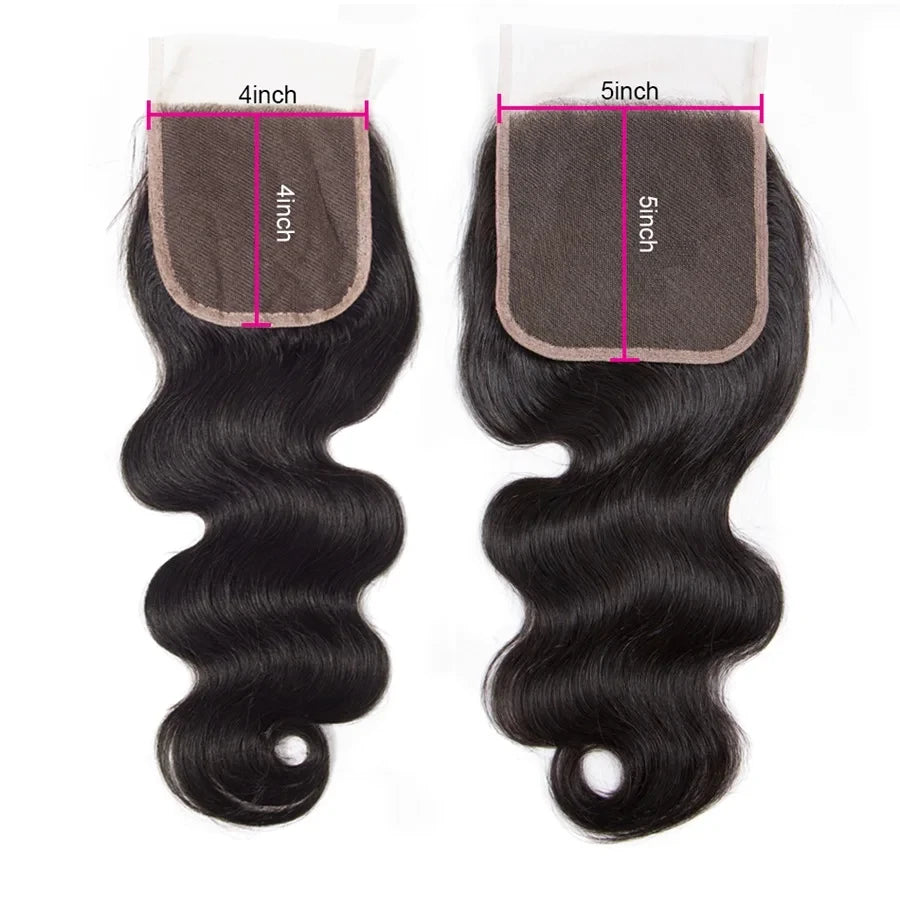 Brazilian body wave bundles with natural lace closure