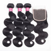 Brazilian body wave bundles with natural lace closure