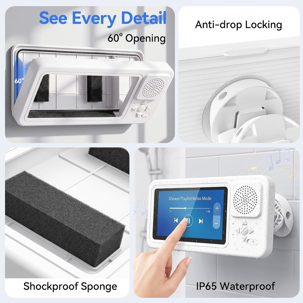Shower Phone Holder Wireless Bluetooth Speaker Waterproof