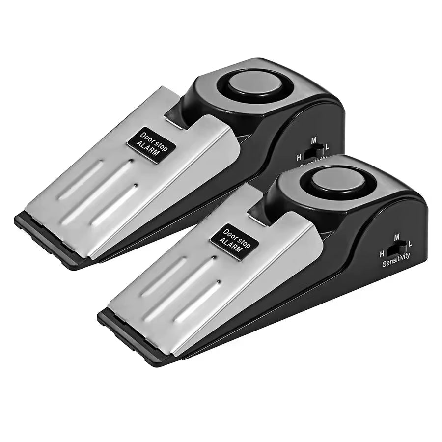 2 Pack Wireless Door Stop Alarm System 125Db Loud Home Security Anti-Theft Door Block System Portable Doorstop Preasure Alarm