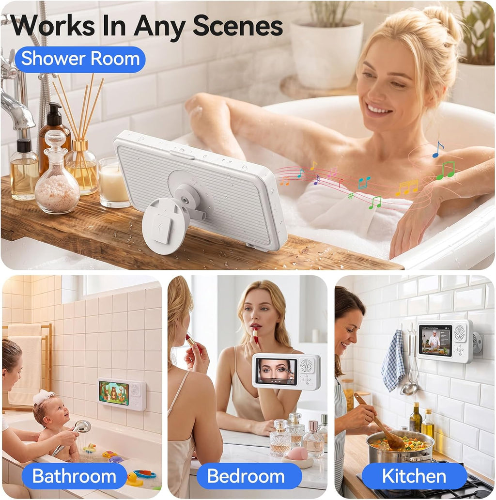 Shower Phone Holder Wireless Bluetooth Speaker Waterproof